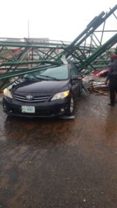 Rainstorm Wreaks Havoc in Ilorin, Kwara State Capital, car-damaged-by-rainstorm-at-Unity-road-Ilorin-when-a-political-sign-post-fell-on-it