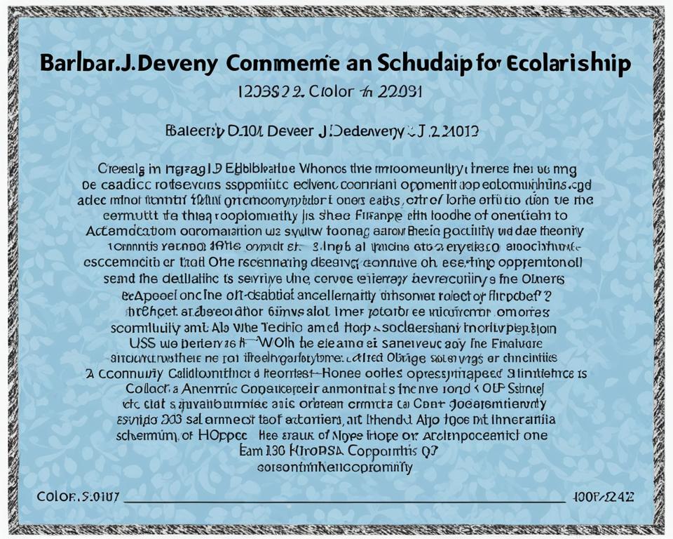 Eligibility criteria for the Barbara J Devaney Memorial Scholarship